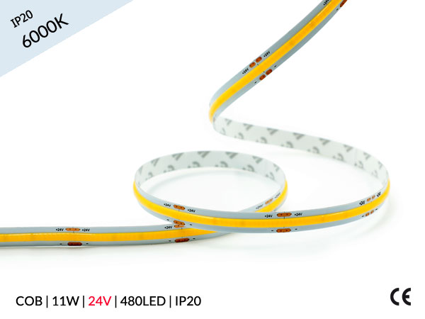 LED pásek COB 24V / 480LED / 11W / 6000K / IP20 / 8mm